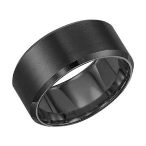 10mm Black Tungsten Comfort Fit Beveled Edge Gents Band