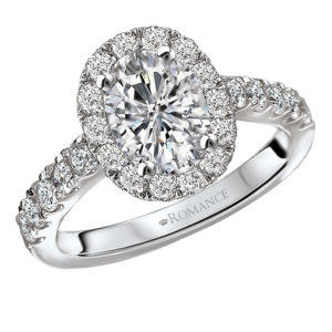 Micro-Set 18kt White Gold Diamond Ring with Oval Style Halo