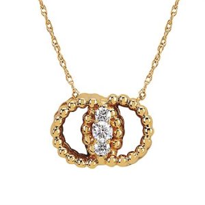 Diamond Marriage Symbol® Pendant In 14K Gold With 3 Diamonds Equaling 1/4 Ctw. Bead Style