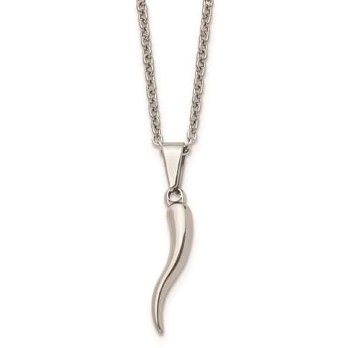 Italian Horn Pendant Necklace Amulet Sterling Silver Mens Women – Aurora  Tears