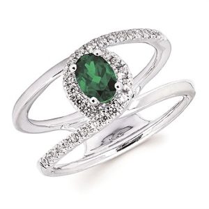 Ostbye 3/4 Tgw. Emerald And Diamond Halo Fashion Ring In 14K Gold (Includes 1/4 Ctw. Diamonds)