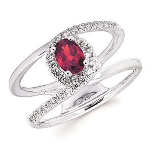 Ostbye 7/8 Tgw. Ruby And Diamond Halo Fashion Ring In 14K Gold (Includes 1/4 Ctw. Diamonds)