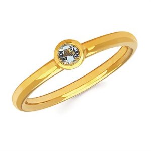 Aquamarine Bezel Set Ring Aquamarine Stacking Ring (available in yellow gold and white gold)