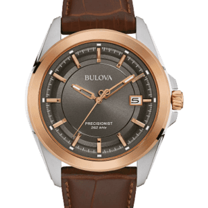 Bulova Classic Men's Rose Gold Brown Leather Strap Precisionist Watch