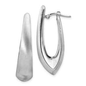 Leslie's Sterling Silver Rhodium-plated Polished and Brushed Oval Hoop Earrings