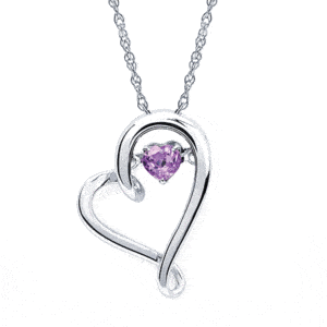 Ostbye Shimmering Diamonds® Heart Pendant With 4Mm Created Alexandrite Birthstone In Sterling Silver
