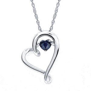 Shimmering Diamonds® Heart Pendant With 4Mm Sapphire Birthstone In Sterling Silver