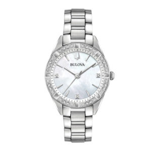 Sutton Ladies Slim watch - stainless steel case set with 16 diamonds and mother of pearl