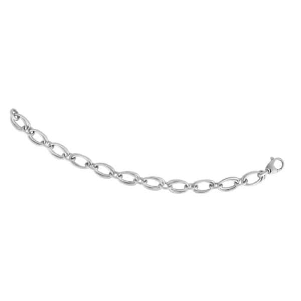 Sterling Silver Interlocking Polished and Twisted Rope Oval Link Chain