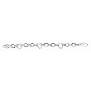 Sterling Silver 7.5" Heart Link Bracelet