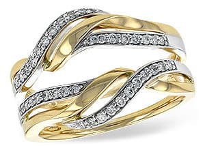 .25ct 14kt yellow gold with bead set diamonds set in a twisted style ring guard