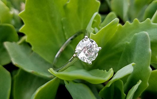 Single stone diamond engagement ring