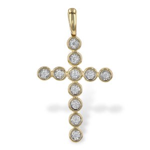 Allison Kaufman 14kty .15ctw bezel look diamond cross pendant