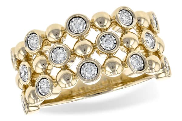 Allison Kaufman .25ctw 14kt 3 Row Bezel Set Diamond Fashion Ring