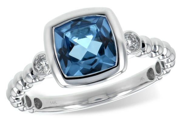 Ladies Allison-Kaufman Blue Topaz and Diamond Ring set in 14kwg