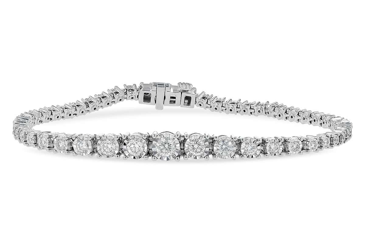 14kt white gold textured diamond tennis bracelet, 3.25ctw - Underwoods  Jewelers