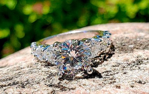 Naturally mined diamond engagement ring